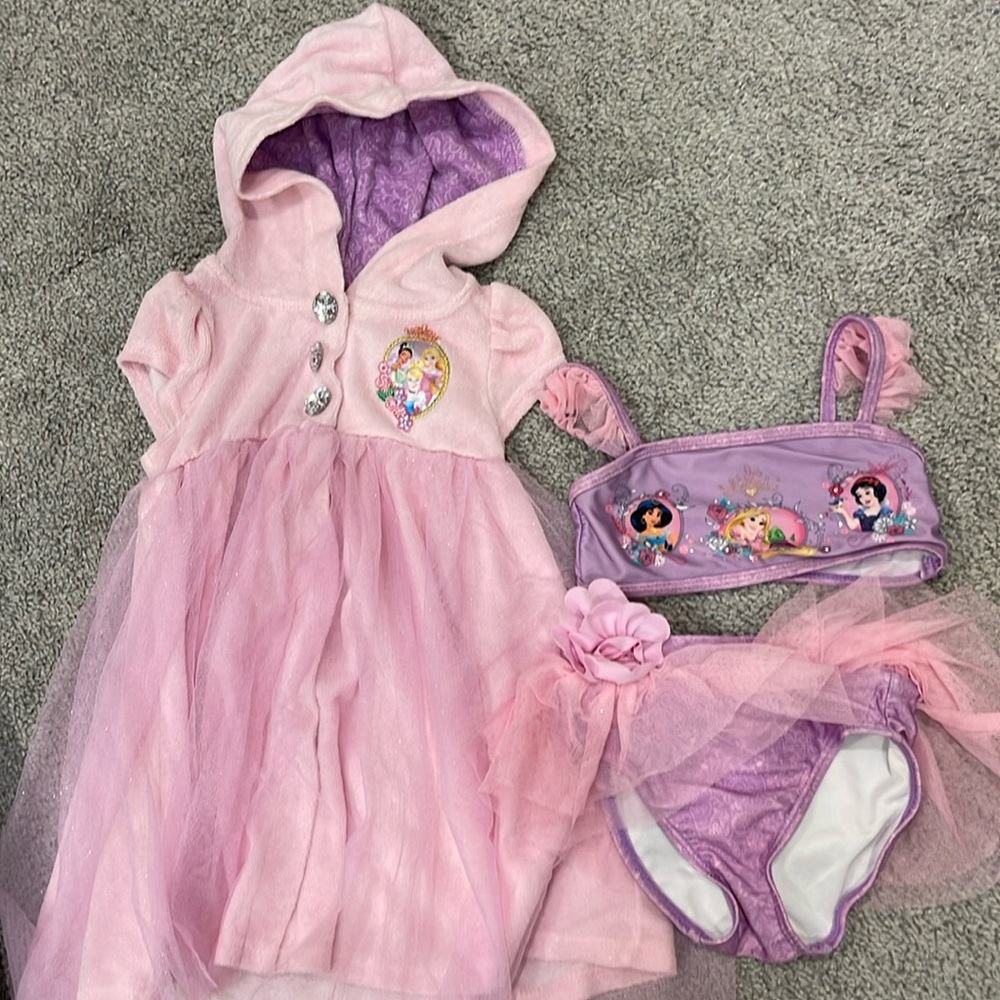 Disney’s Princess bikini and matching cover up in 3T.